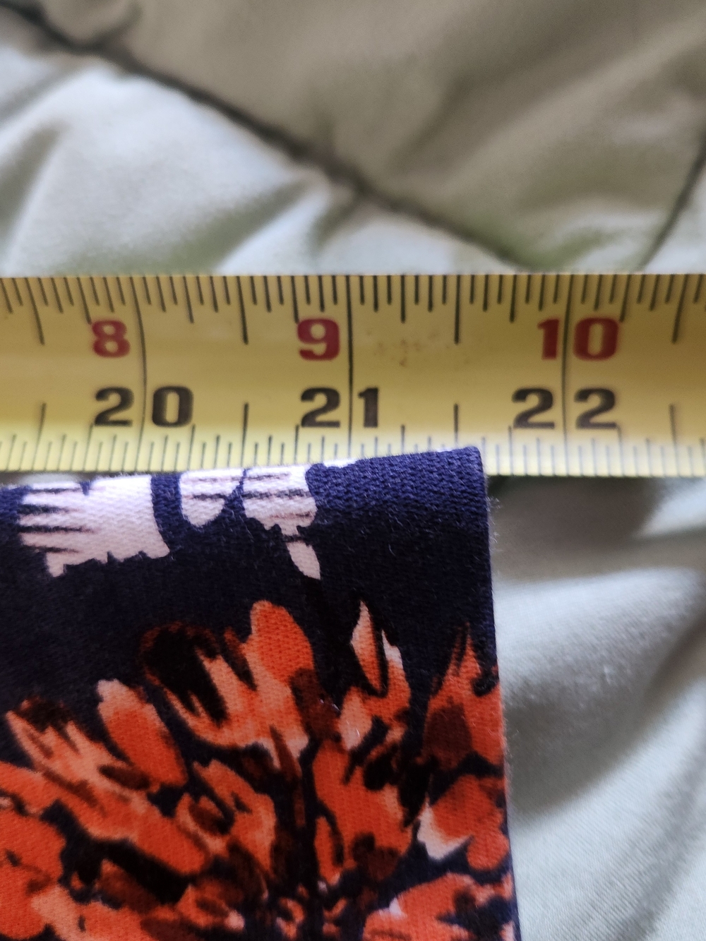 Navy Floral Print Capris with Coral & White Blooms - Picture 9 of 10